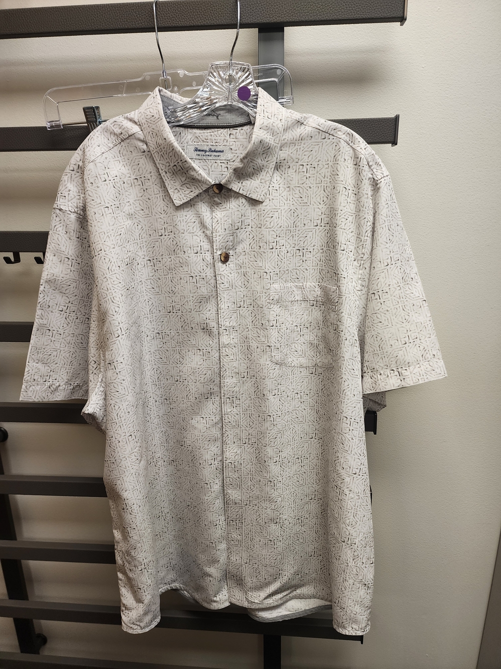 Tommy Bahama Beige Short Sleeve Button-Down Shirt